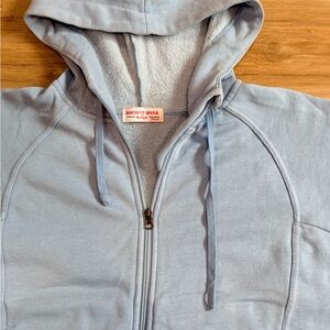 Discount Divas Light Blue Zip-Up Short Sleeve Lived In Hoodie - Size Medium